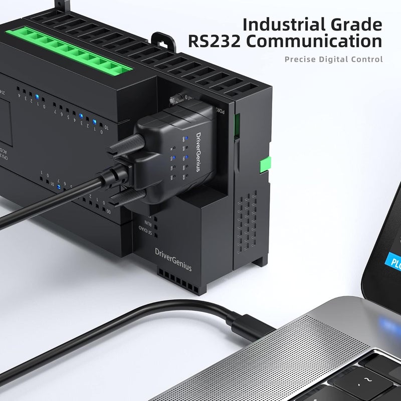 DriverGenius SerialPulseX-Series | USB-C to Serial/RS232 Adapter with 9 x LEDs - for PLC Programming, Data Logging, Embedded Systems | Compatible with Windows 11, macOS 15 【USB232A-E-C, 6-Pack】 - Image 5